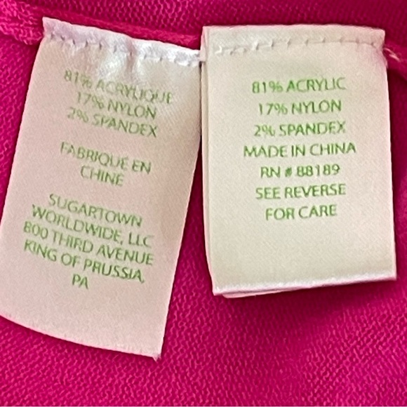 Lilly Pulitzer Women’s Pink Called Sweater Ruffle Cuff Gold Buttons Size X-Small - Picture 6 of 9